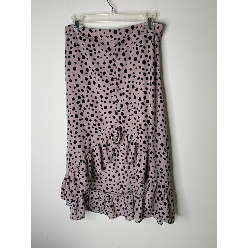 Nasty Gal Womens Large Skirt Ruffle Button Detail Call It Dot You Want Polka Dot